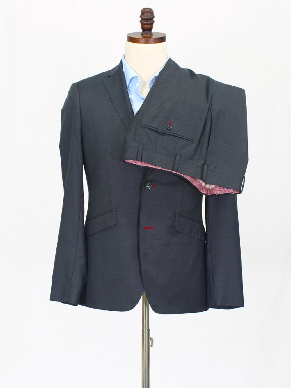 Bespoke 37S 32 Gray Full Suit 2-Button Solid R708